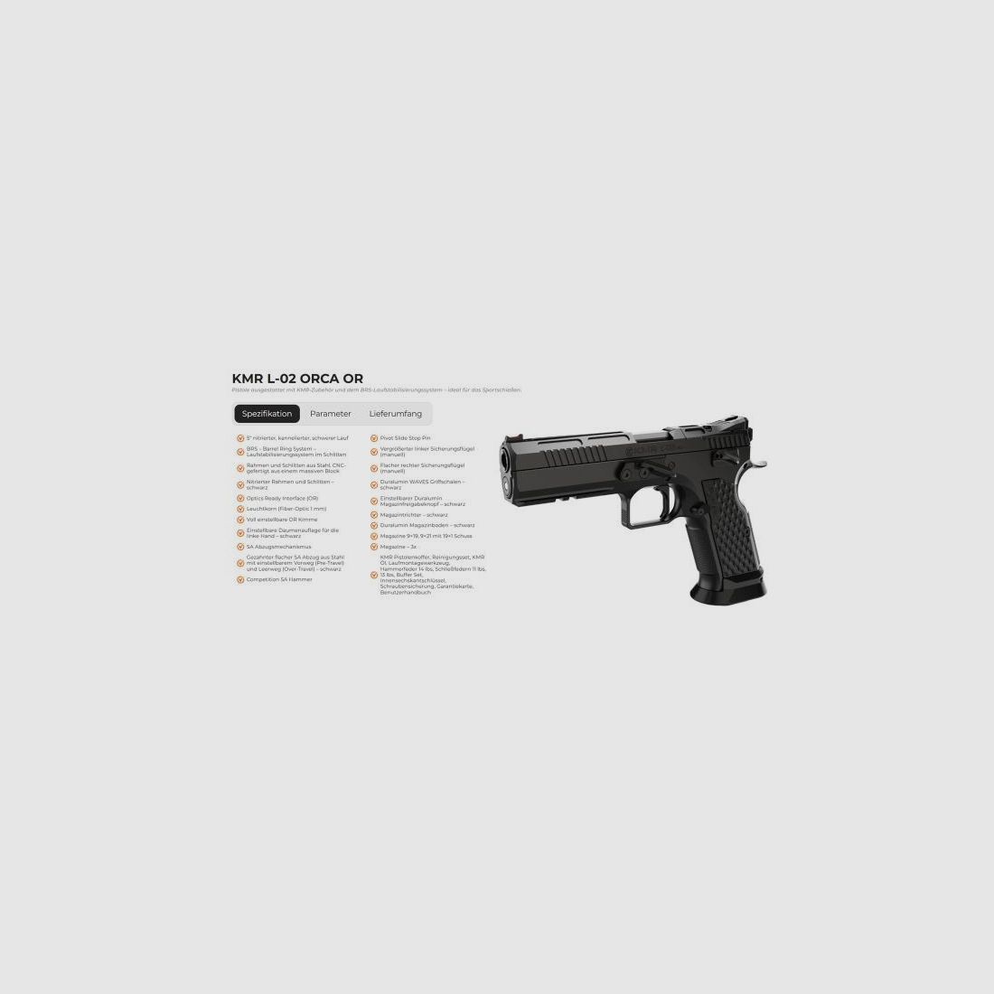 KMR Precision Arms Pistole Mod. L-02 ORCA OR -5' 9mmLuger
