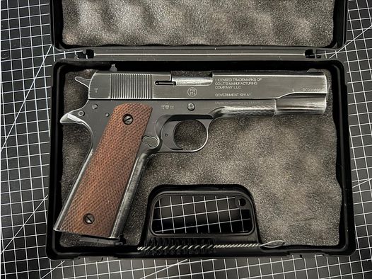 Umarex Colt Government 1911 A1, 9 mm P.A.K., Antik-Finish, Holzgriffschalen