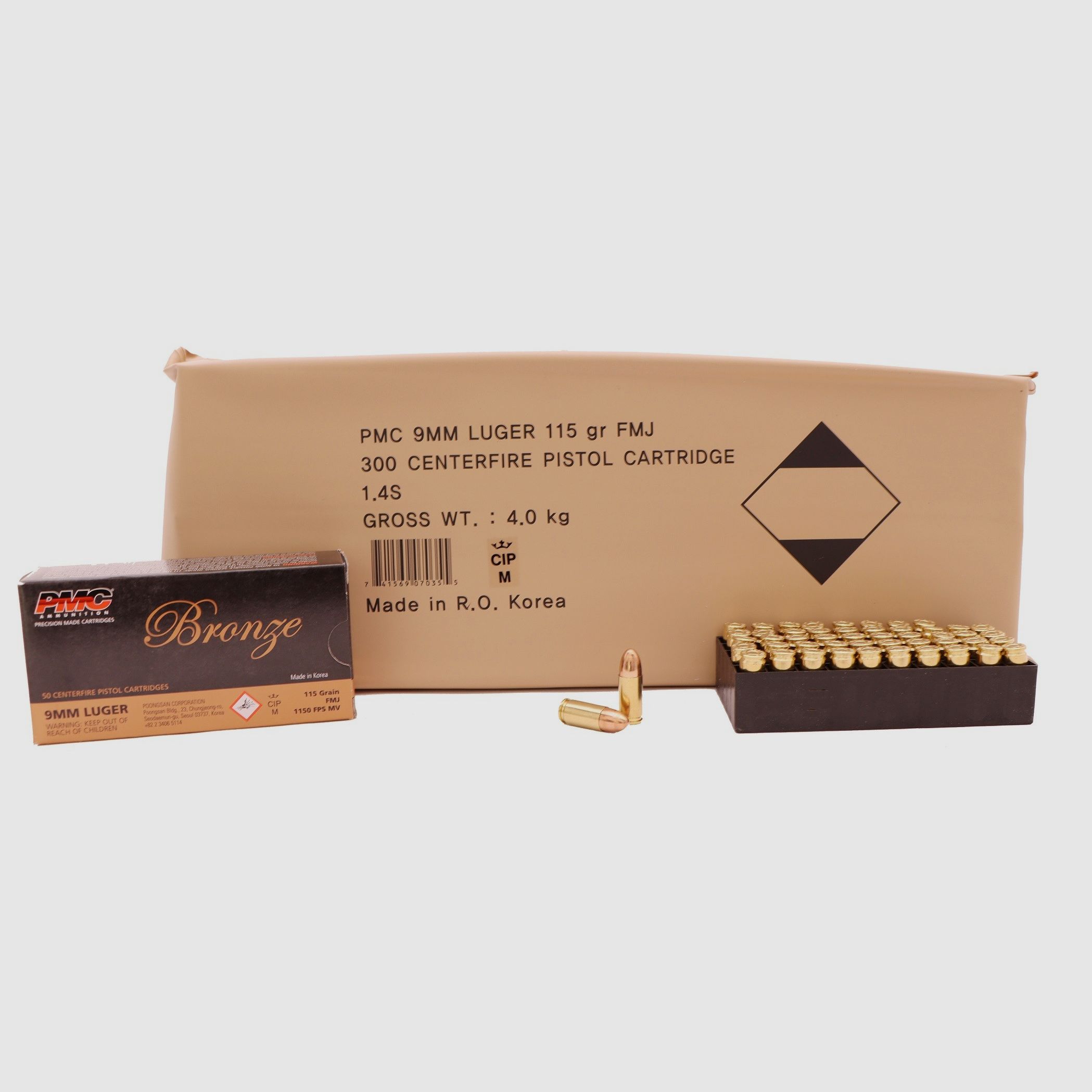 9mm Luger FMJ 115 grs. PMC Battle Pack