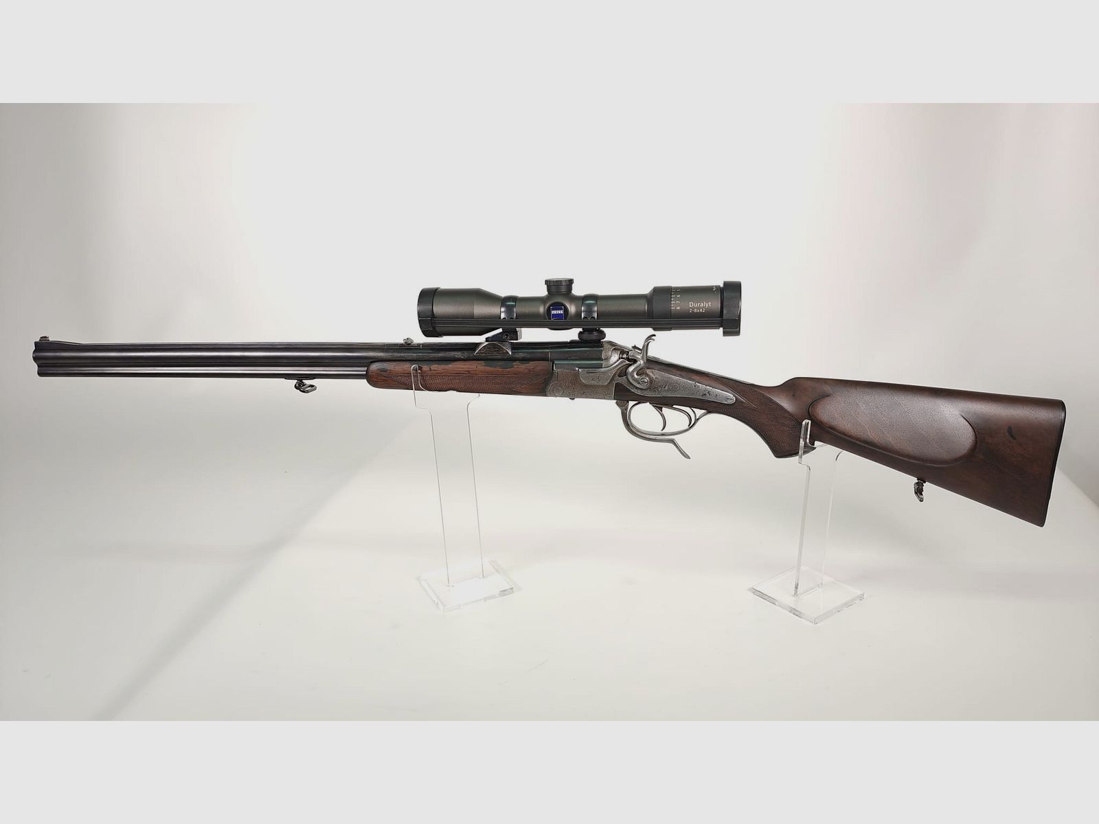 Suhler Jagdhütte Hahn-Bockbüchsflinte 5,6x52 R / 16/70 avec Zeiss Duralyt 2–8x42, image 1 sur 8