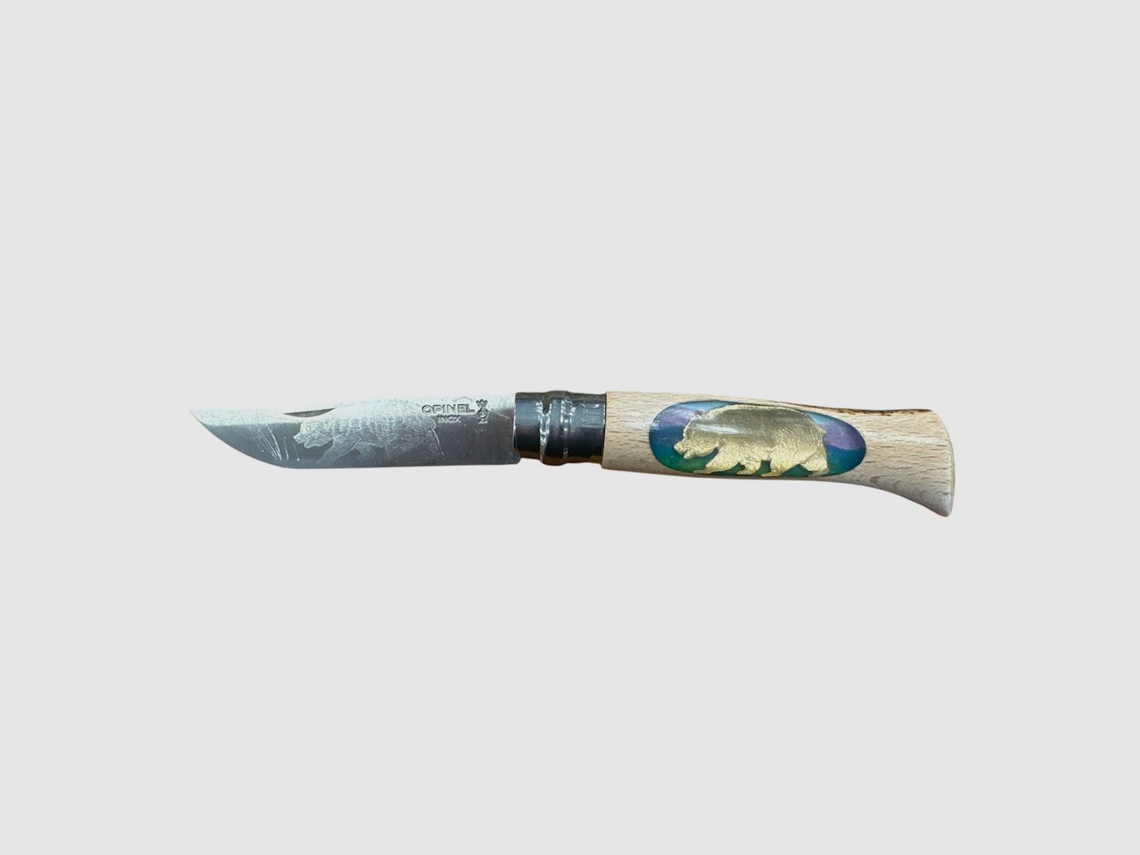 KNIFE – OPINEL – N.9 INOX HANDMADE WITH BEAR, image 1 of 4