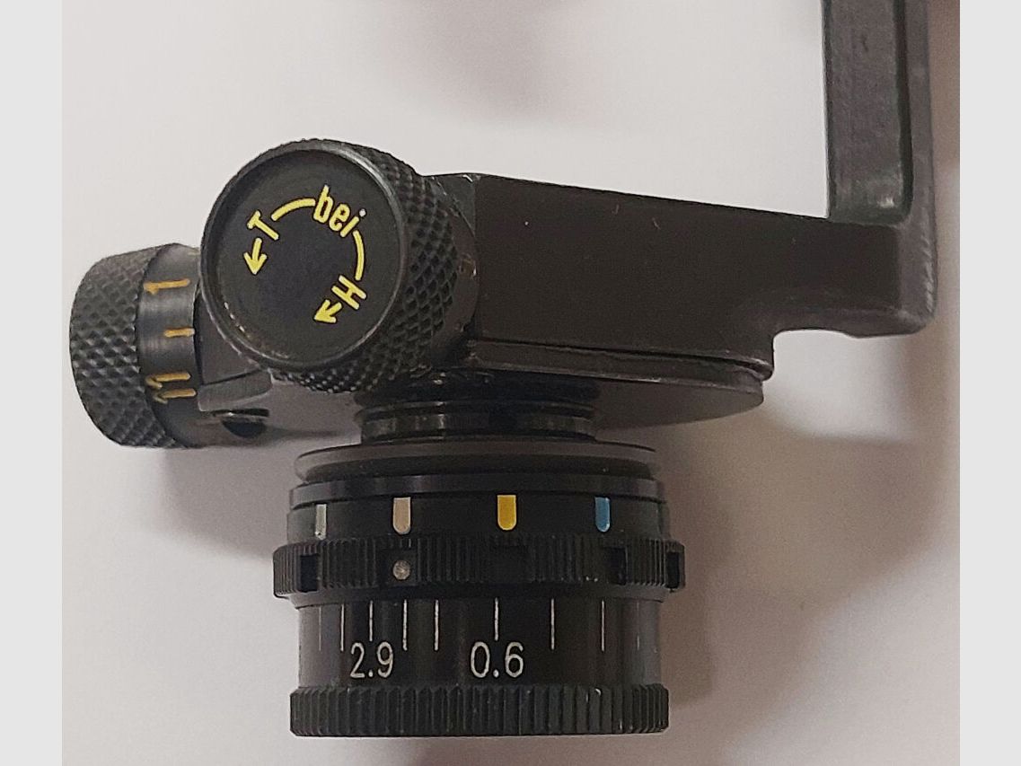 Grünig & Elmiger AG	 Orig. W&F Diopter Inkl. Korntunnel und v. Irisblende mit Farbverstellung Schweizer Schmidt Rubin K31