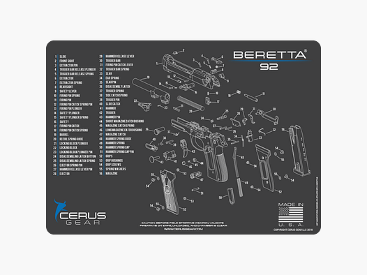 Cerus Gear – Renigungsmatte – Beretta 92