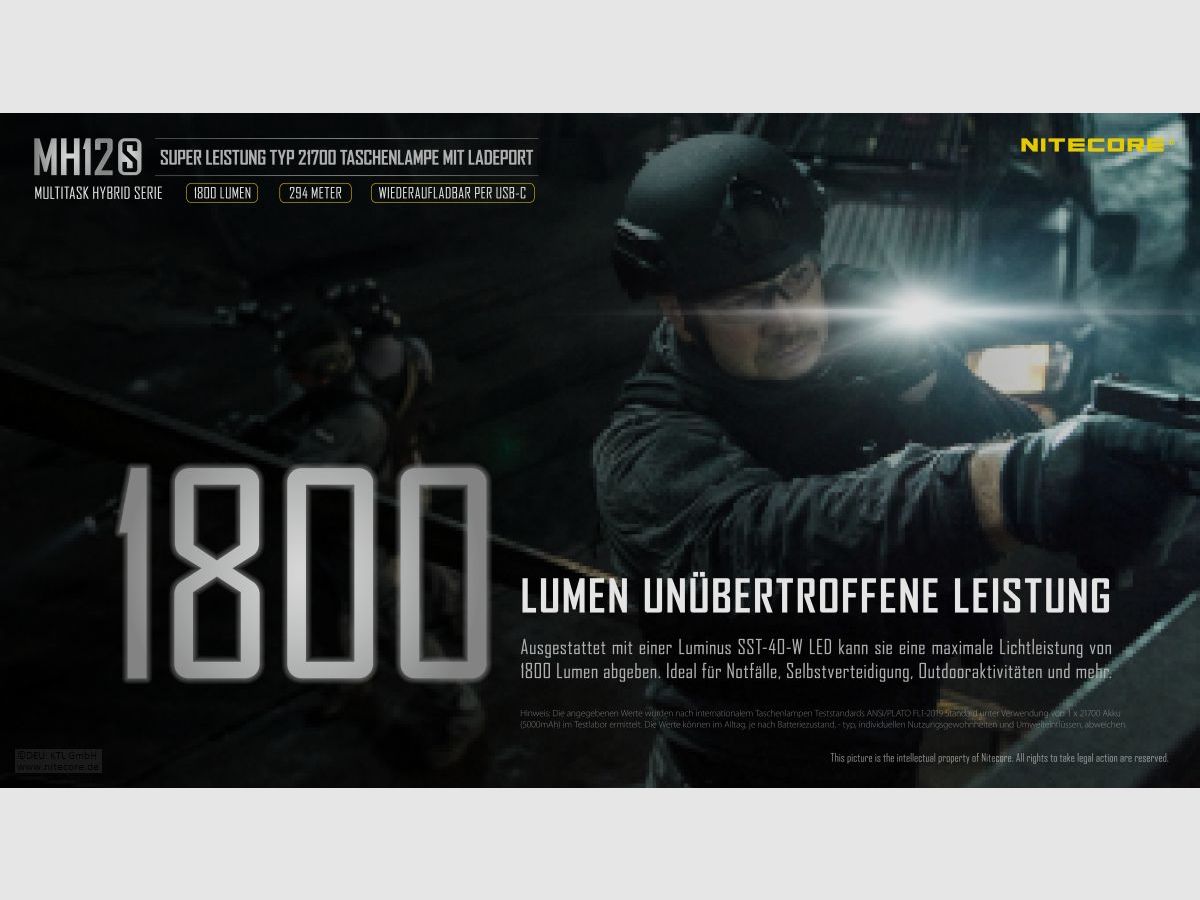 Nitecore MH12S Taschenlampe 1800 Lumen