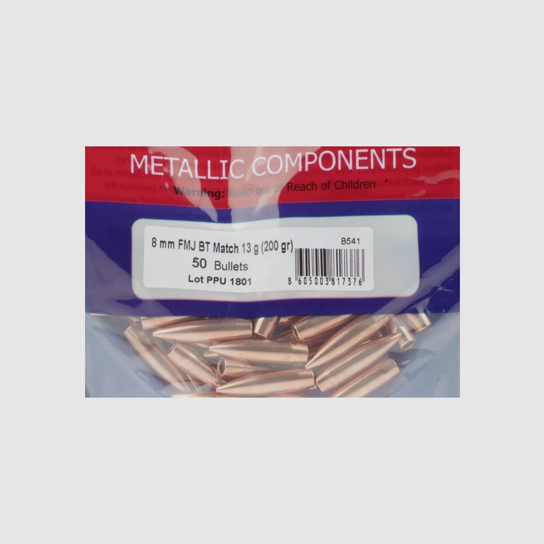 50 pieces PPU bullets .323 / 8mm in 200 grain / 13 grams VM BT Match Line