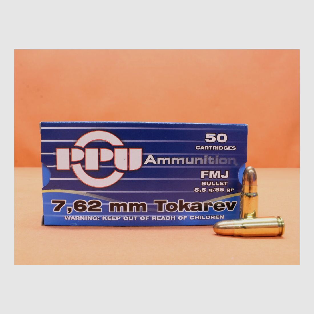 PPU Prvi Partizan Cartucho 7,62mm Tokarev Prvi Partizan 85grs FMJ VE 50 cartuchos (A-147)/ 5,5g Full Metal Jacket