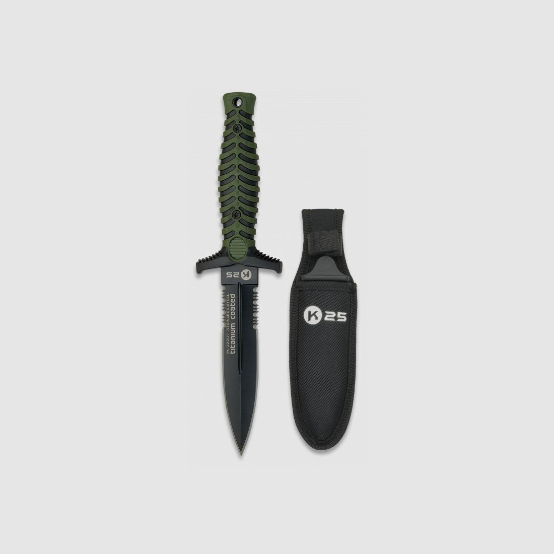 RUI BOTERO Dagger green Titanium serrated blade coated with nylon sheath