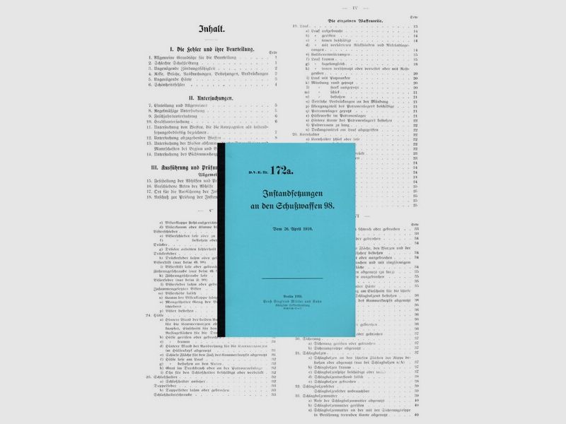 Nachdruck Kaiserliche Dienstvorschrift „Instandsetzung Schusswaffen 98“ von 1910