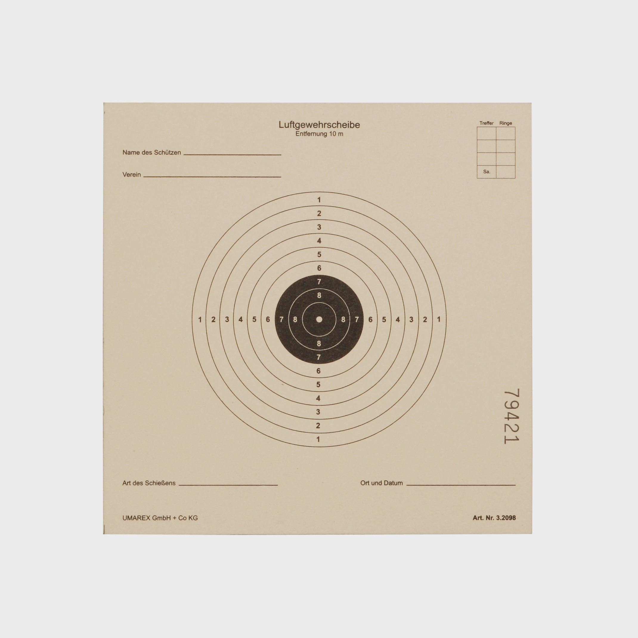 Umarex air rifle target, caliber
