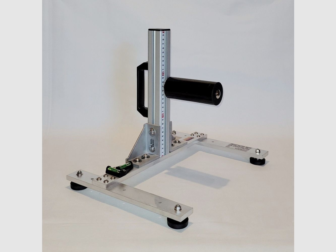 KGF Auflagestativ - Auflageständer Alu H-300-Pro mit Buchenholz-Auflage, Waage, Griff und Maßband