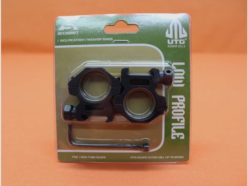 UTG - Leapers UTG Accushot Montageringe 1" Low (RGWM-25L2) Alu schwarz matt für Picatinnyprofil BH=10mm