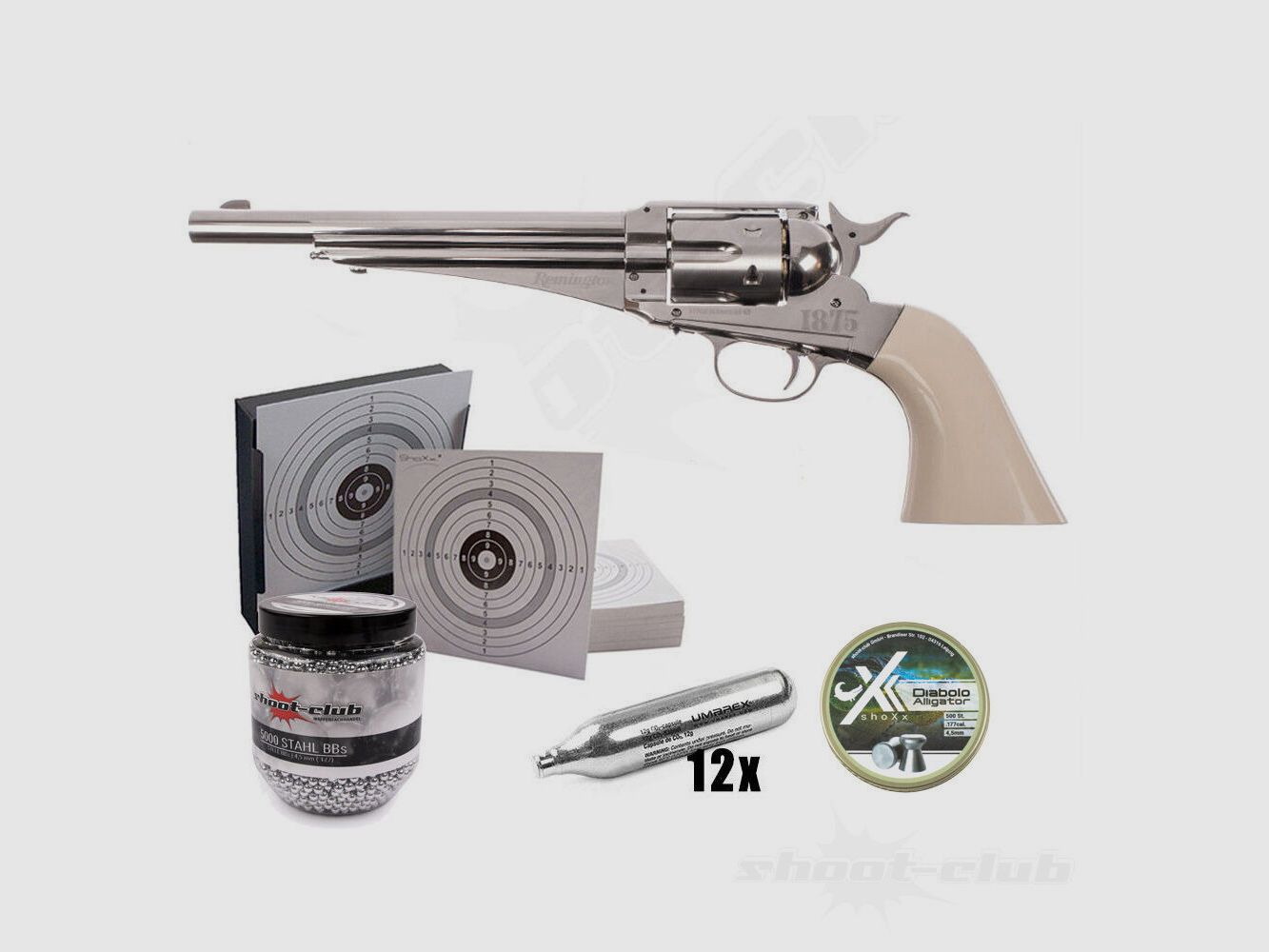 Crosman Remington 1875 Co2 Revolver 4,5mm Diabolo BB Kugelfang Set