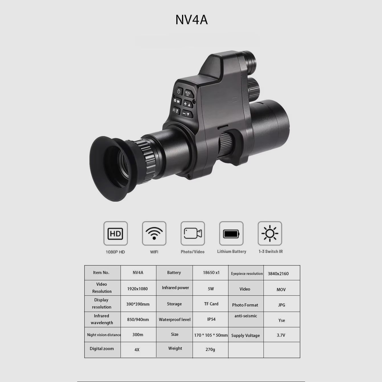 Dispositivo di visione notturna digitale NV4A Night Vision