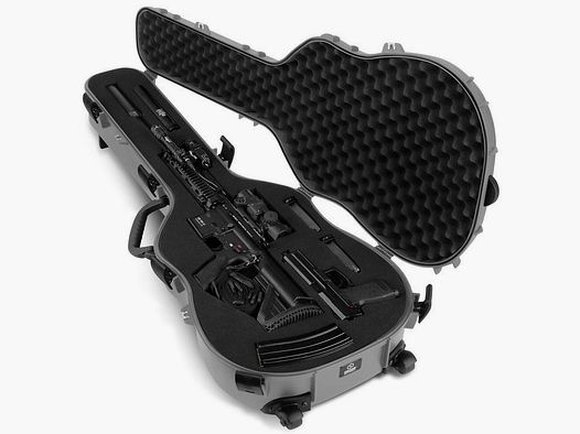 Savior Equipment Discreet Ultimate Gitarrenkoffer – Anpassbarer Schaumstoff mit Griff und Rädern, Grau, 45" lang