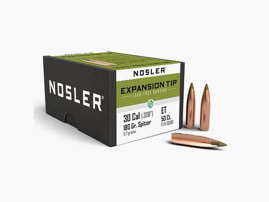 NOSLER E-TIP BALLES DE CHASSE SANS PLOMBE - .30 - 180gr.