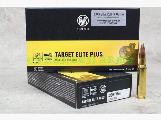 RWS Target Elite Plus 308 Win. 190gr. 12,3g 20 pezzi viaggio a tappe