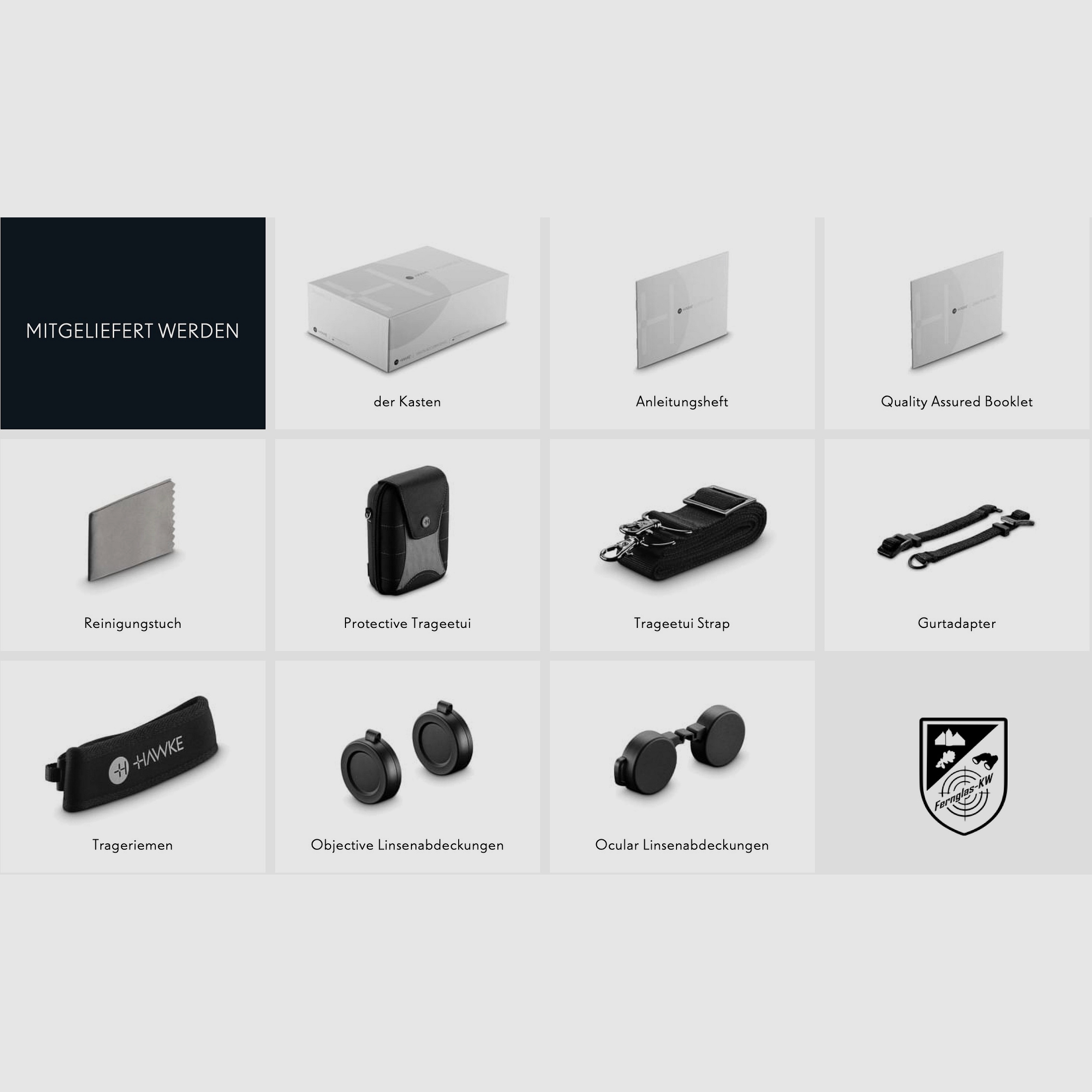 HAWKE 38012 Frontier H DX 10x42 Fernglas Grün mit Zubehör