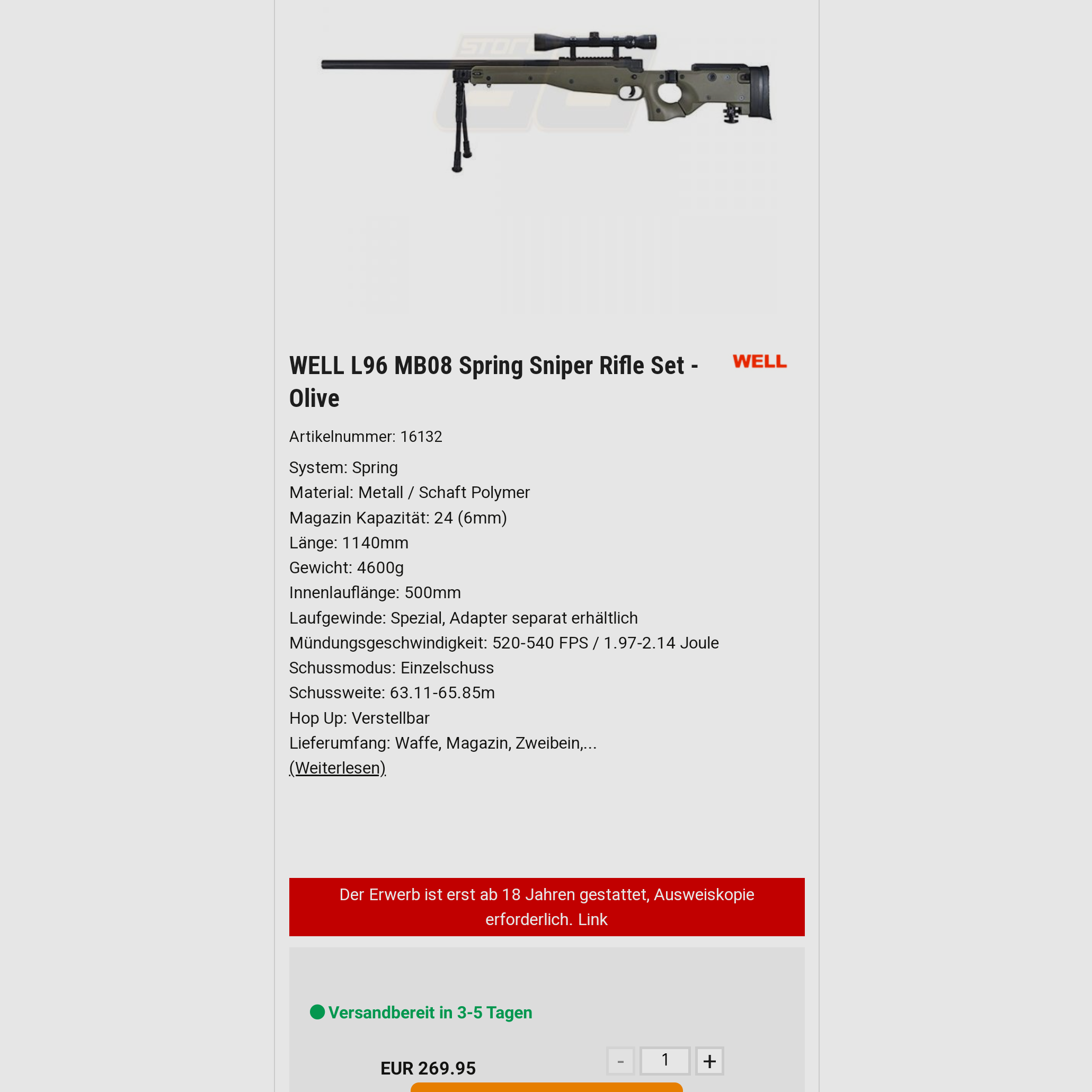 Well MB-08 L96 Spring Sniper Rifle