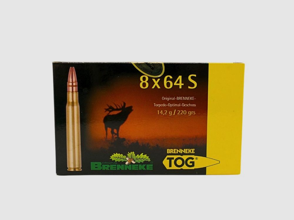 Brenneke 8x64 S  TOG 14,2g/220grs. Büchsenpatronen Bleifrei