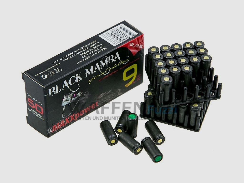 Cartuchos de potencia Black Mamba Maxx 9mm P.A.K. 50 piezas
