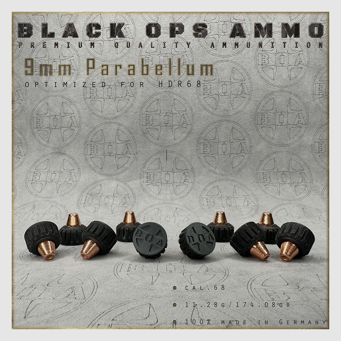 10x + 2 9mm Parabellum BLACK OPS AMMO HDR 68 TR cal.68 Munition T4E Umarex HDR68 TR68