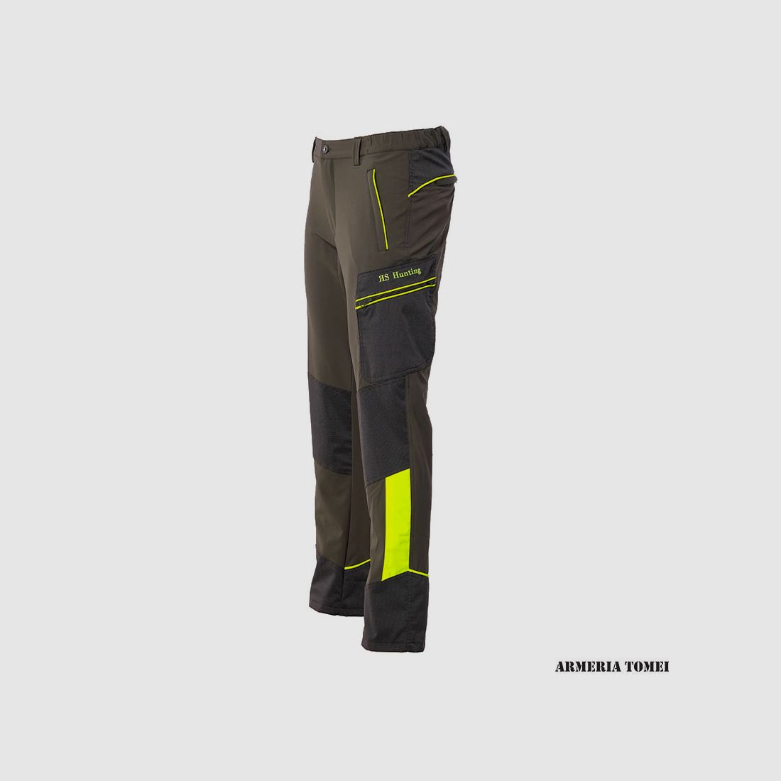 PANTS – RS HUNTING – T-107 WITH FLUORESCENT YELLOW INSERTS IN STRETCH FABRIC, image 1 of 3