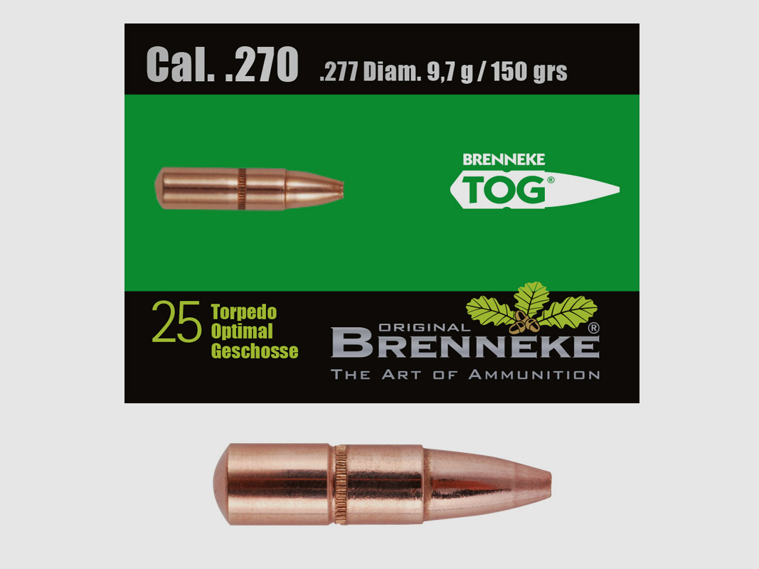 Balle Brenneke .270 Win. (.277) TOG 9,7g / 150grs 25 pièces