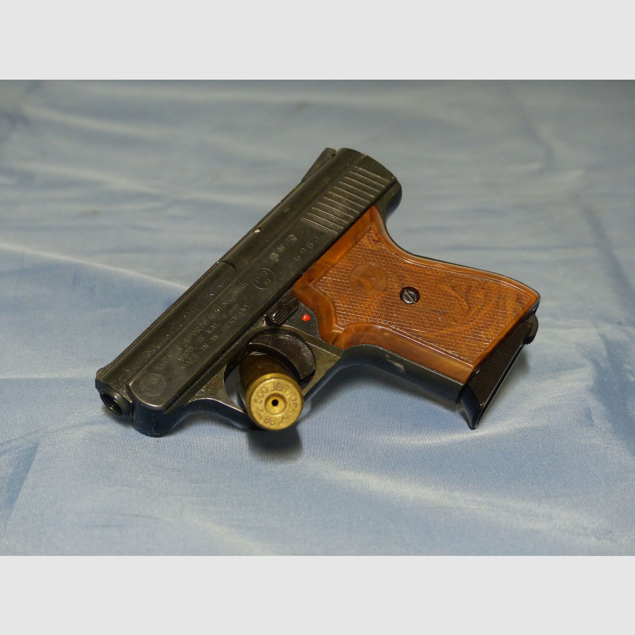 Schreckschuss Gas Pistole Rhöner Sportwaffen GmbH SM 15 Cal. 8 mm Knall PTB 83/2 aus 1977 vintage