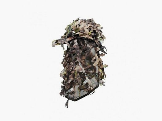 3D camo cap with face mask and leaves Brown – face camouflage