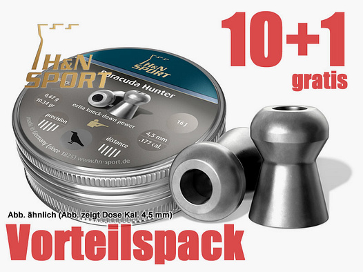 10+1 GRATIS x 200 StĂĽck H N Jagd-Diabolo BARACUDA HUNTER, Kal. 5,5 mm, 1,18 g