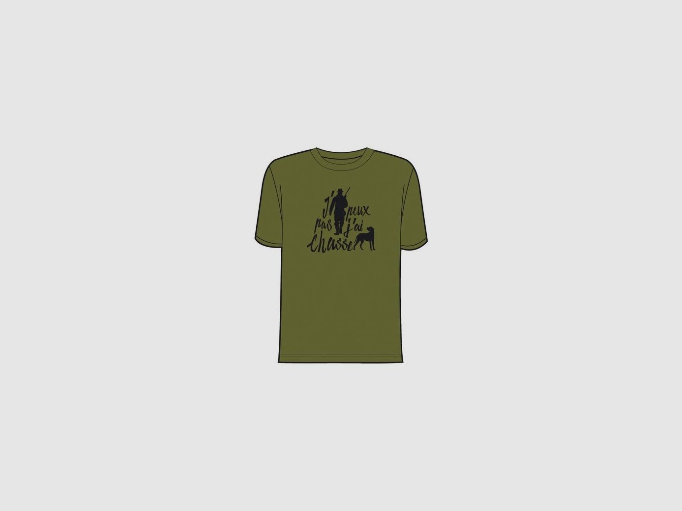 T-Shirt Bartavel Kaki Ich kann nicht, ich habe Jagd Größe L