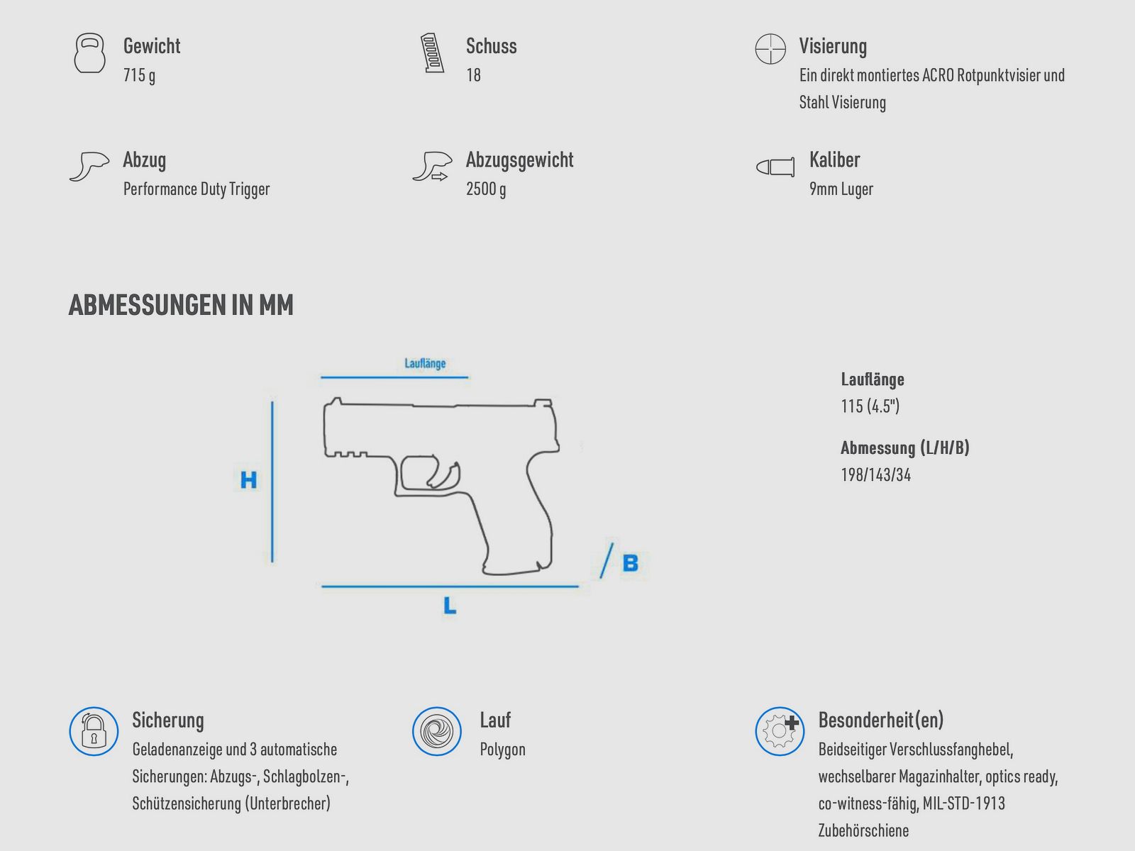 WALTHER PDP FS PDP FULL SIZE 4.5" PROFESSIONAL ACRO 9x19 semi-automatic pistol