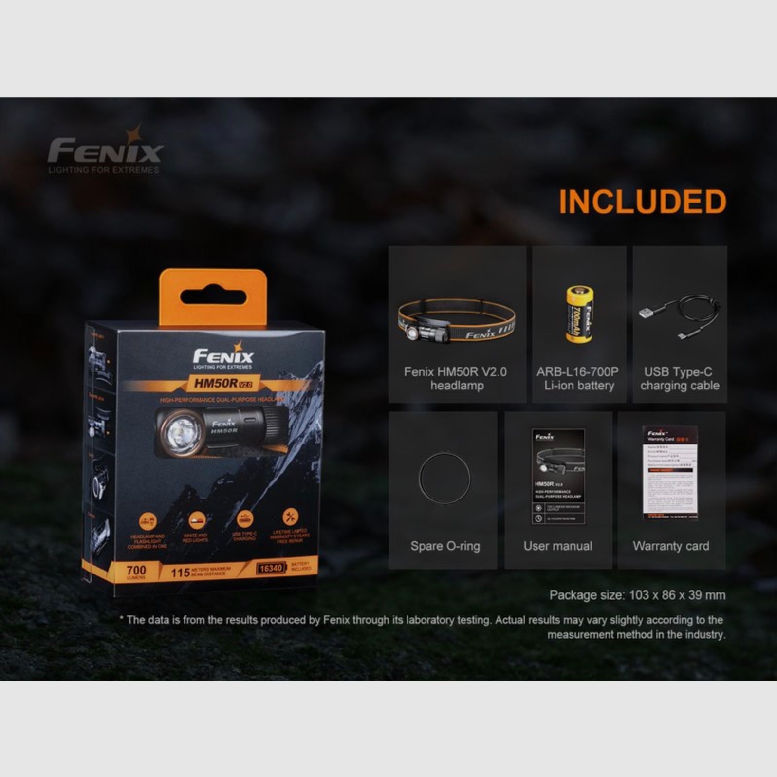 Fenix FEHM50RV2 LED Stirnlampe HM50R V2.0 700 Lumen