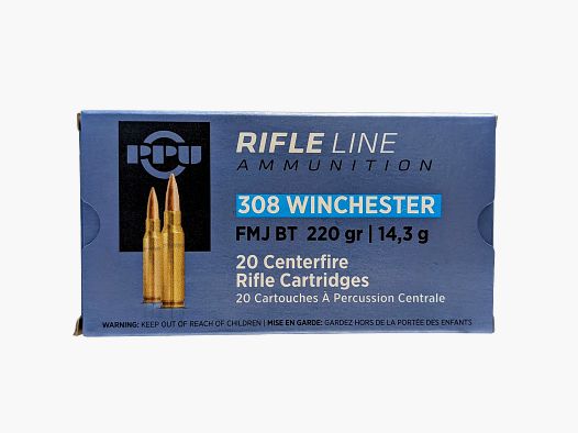 PPU Kaliber .308Win FMJ BT 220gr 20 Schuss