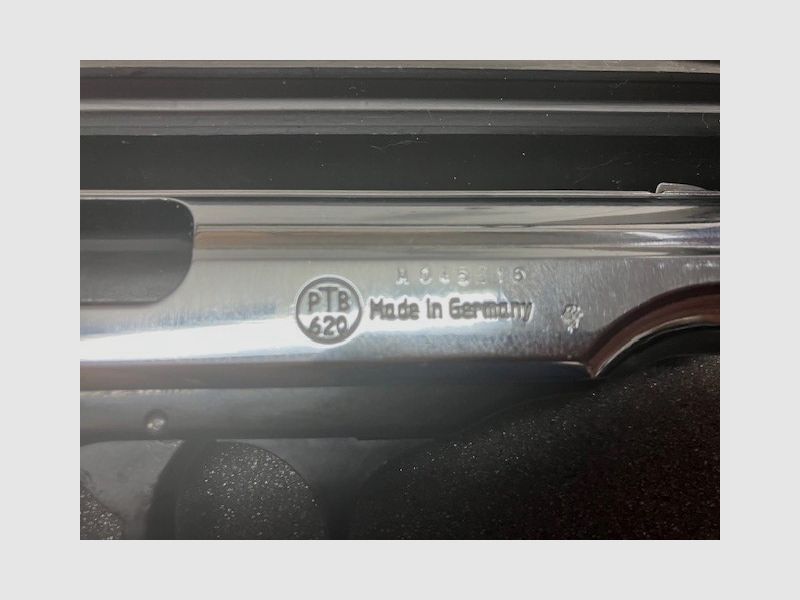 Walther PP polished Chrome, Kaliber: 9mm P.A.K., PTB Nr. 620, unbenutzt