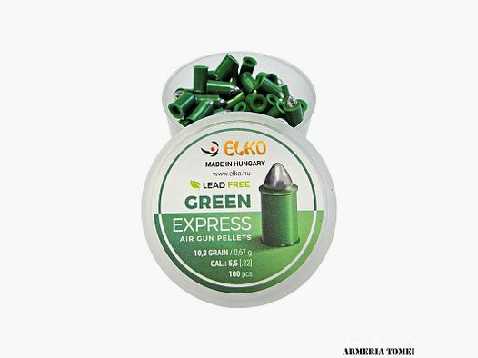 PALLINI ARIA COMPRESSA – ELKO – GREEN EXPRESS CAL .5,5 MM ( .22 ) 10,3 GR / 0,67 G (100 PZ)