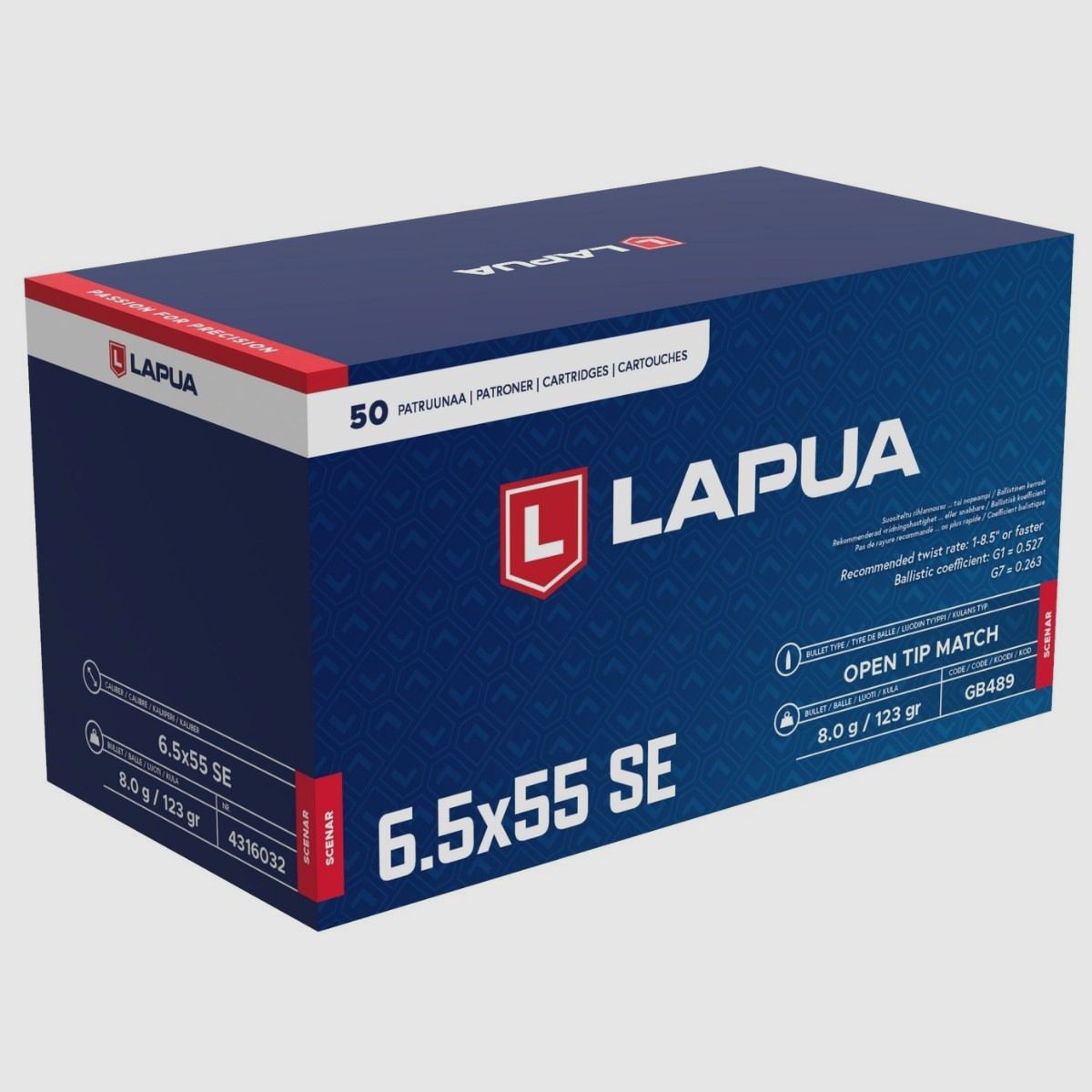 6,5x55 SE Lapua OTM Scenar GB489 123gr/8,0g (4316032), afbeelding 1 van 3