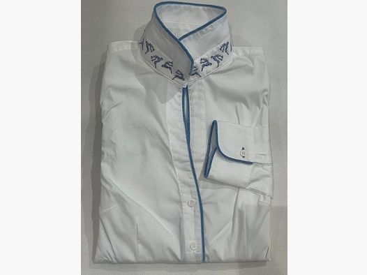 Wallmann Bluse mit Hirschstickerei in Hellblau