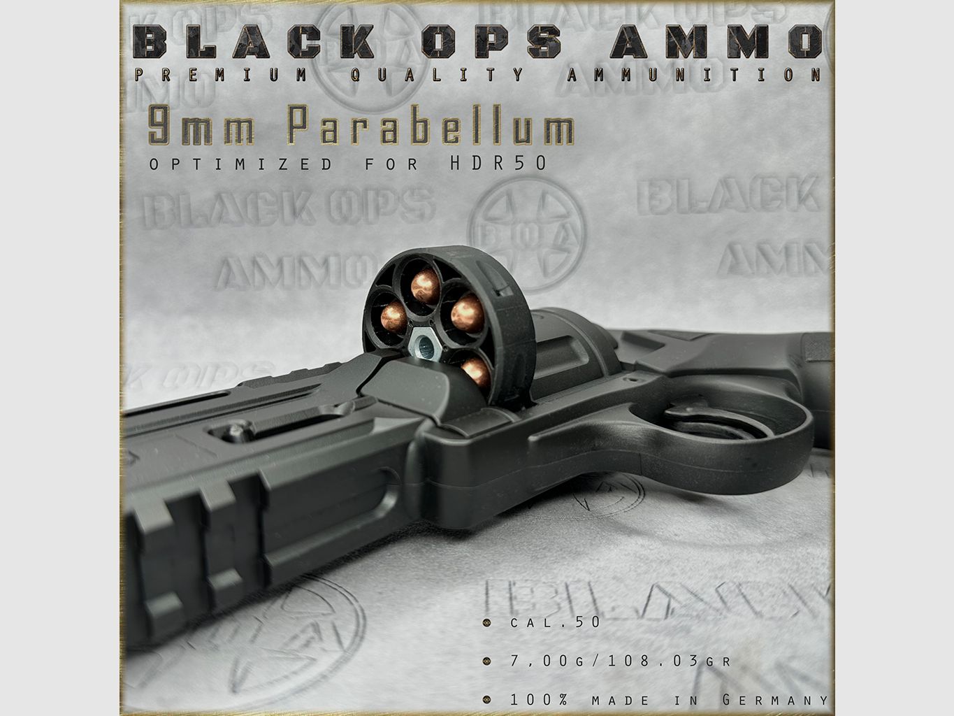 18x + 2 9mm Parabellum BLACK OPS AMMO HDR 50 TR cal.50 Munition T4E Umarex HDR50 TR50