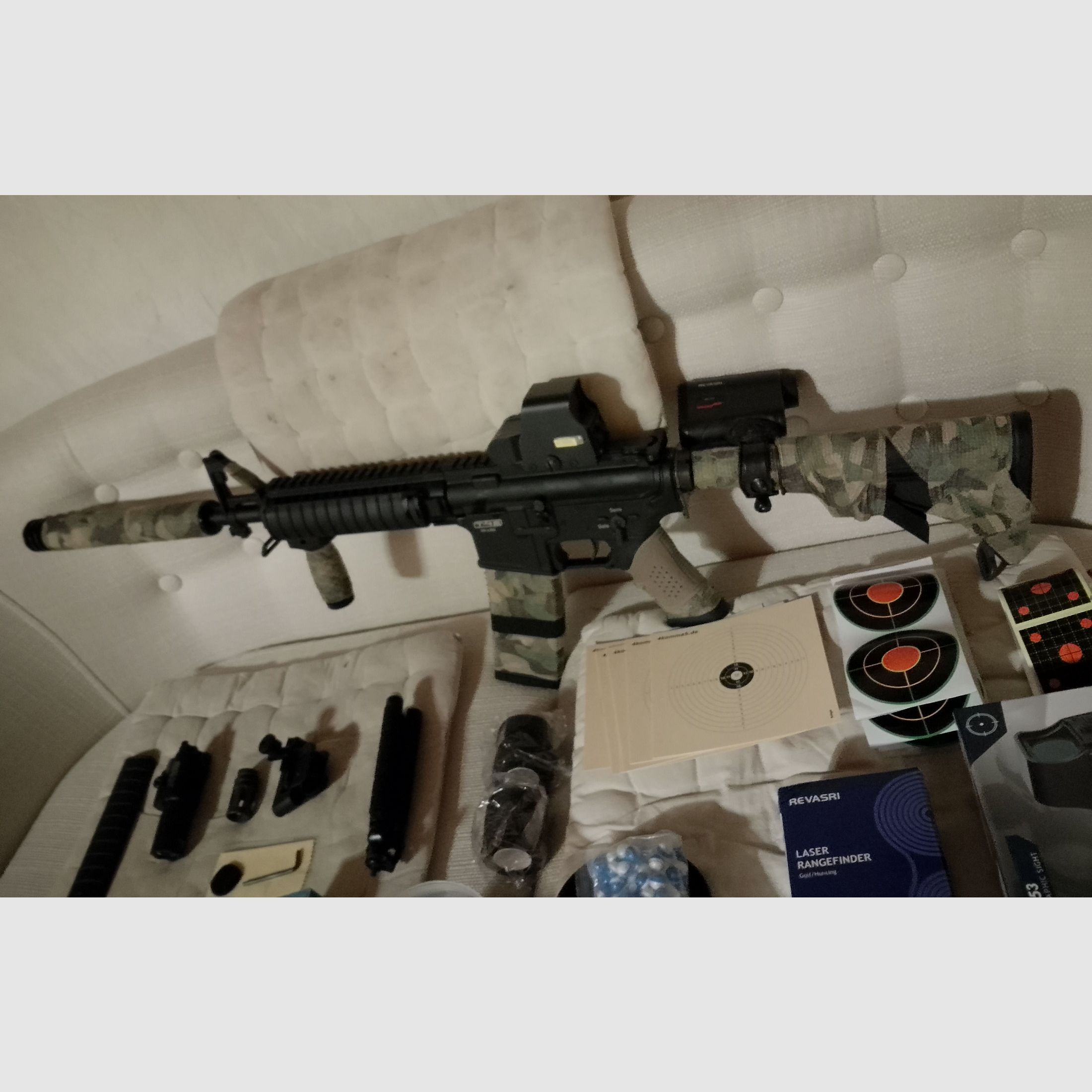 Combat Set T4E t4m RIS CO2 Druckluft Sturmgewehr Ram Tarnung  Holo Visier Laser Entfernungsmesser Home Defense Gewehr cal .43 upgraded Paintball Markierer