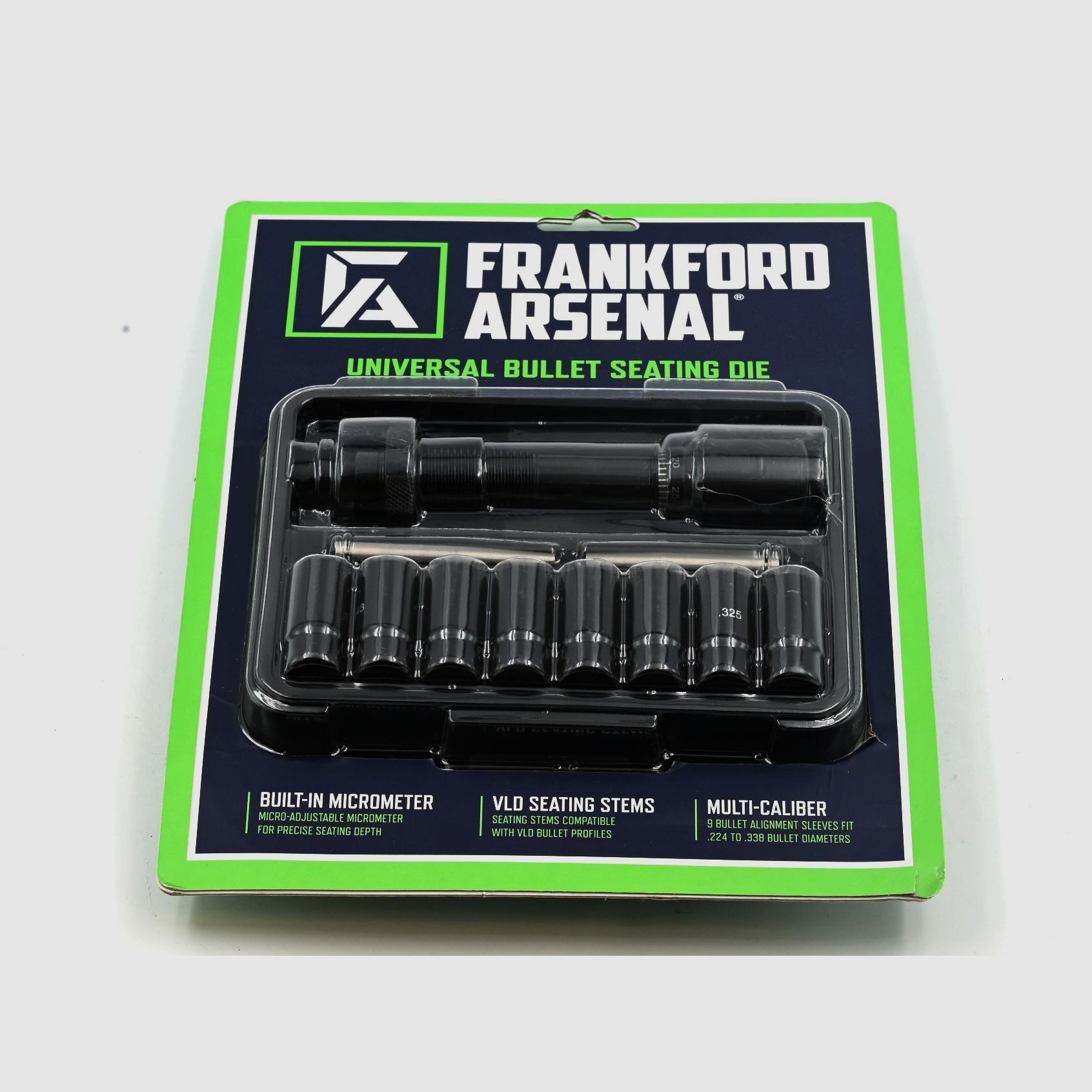 Frankford Arsenal, Universal-Setzmatrize, Mikrometerschraube – .22 – .338