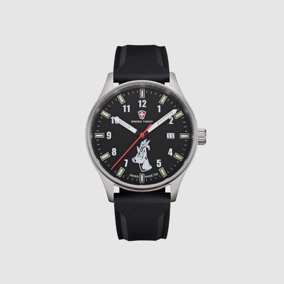Swiss Timer Trapper schwarz Rehbock H3 Uhr