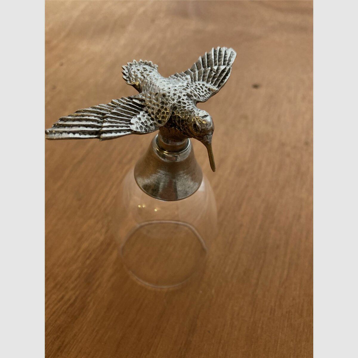 Lovergreen Accessoires Motiv Likr-Glas mit Waldschnepfen-Fu aus Zinn