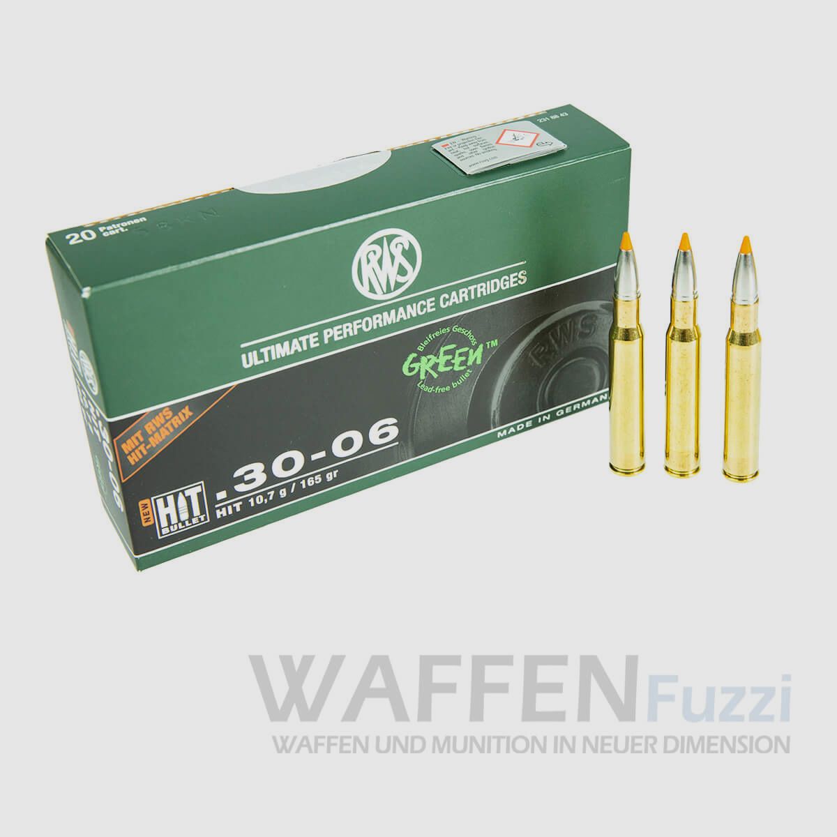 RWS cartucce per fucile calibro .30-06 HIT BULLET GREEN 165gr