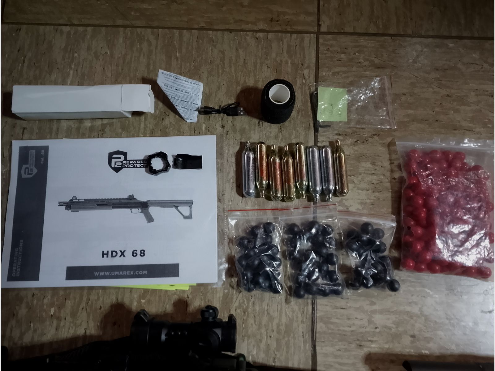 T4E RAM Shotgun Hdx68 Set Pumpgun cal .68 Zielfernrohr Tragegurt Paintballs Kit neuwertig