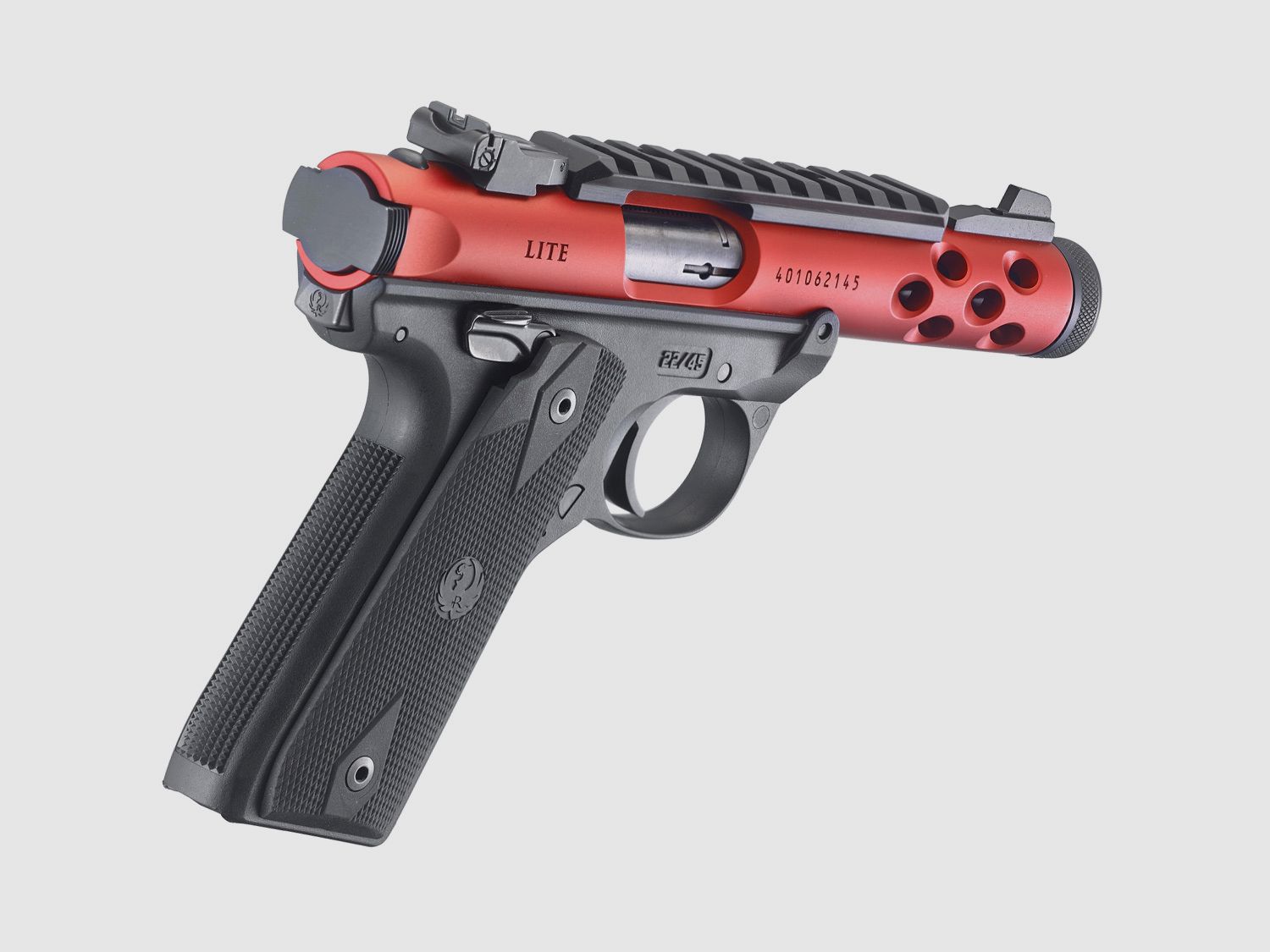 Ruger Mark IV 22/45 Lite .22 LR, 4.40" 1/2"x28, Picatinny, adjustable rear sight, Red Anodized