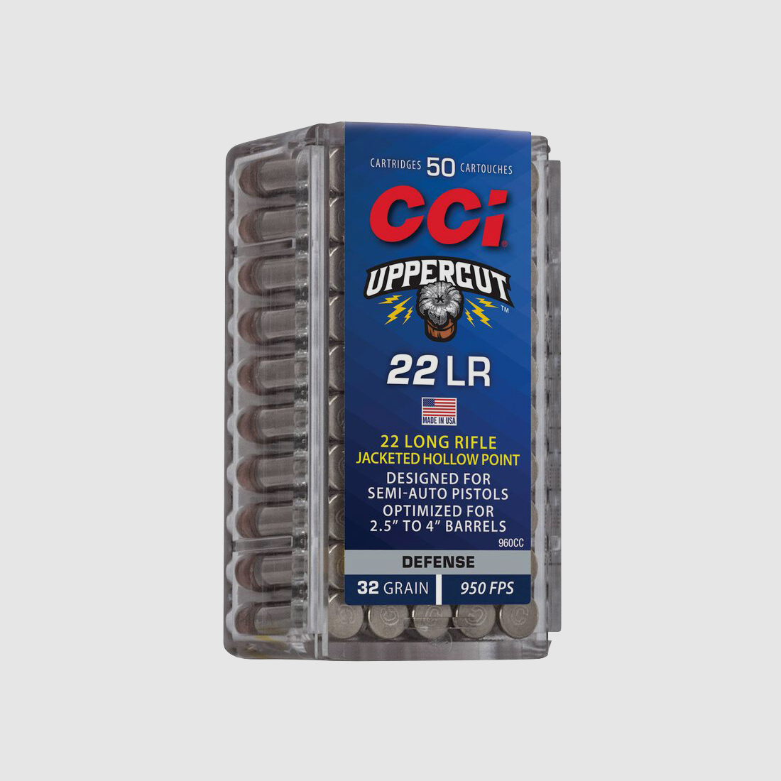 CCI .22 LR 2.10g Hollow Point Plated Uppercut Rimfire Ammunition, image 1 of 2