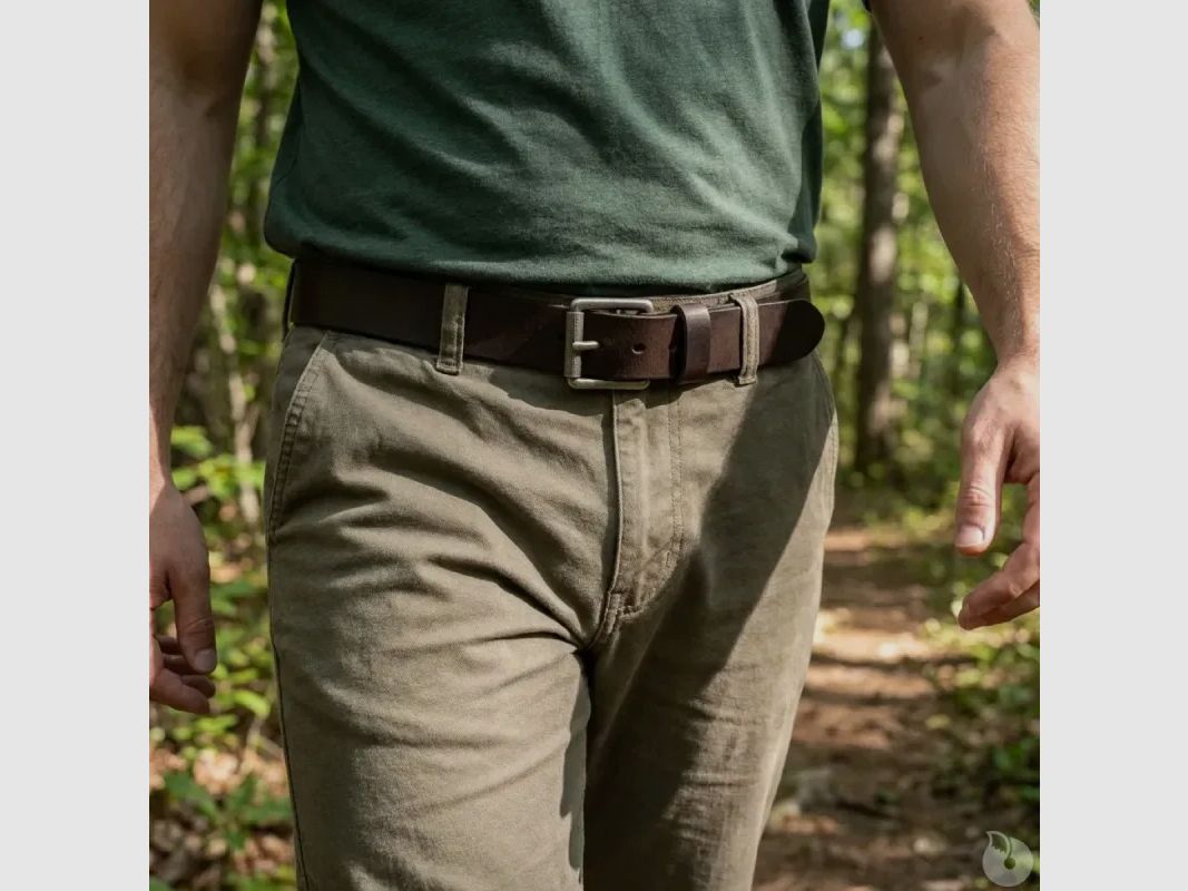 Cintura in Pelle di Bufalo Fibbia a Rullo Marrone 120 cm, immagine 4 di 9