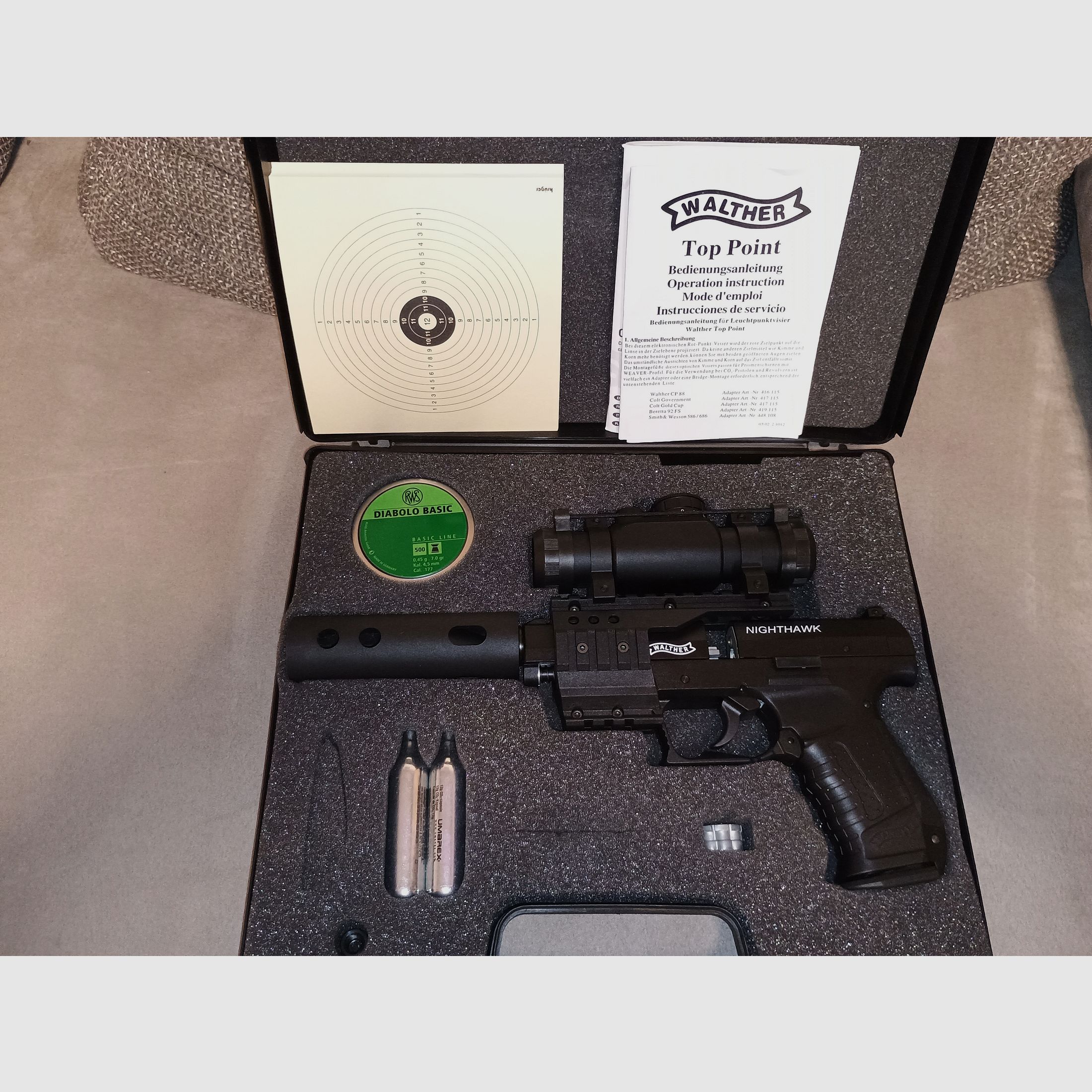 Walther Nighthawk with accessories