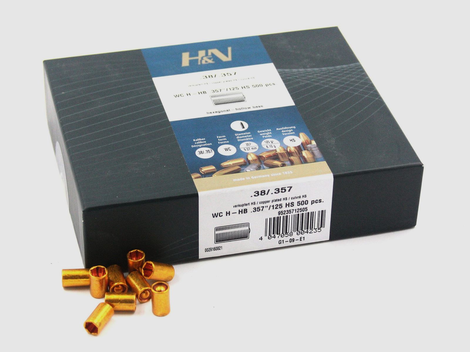 Pociski do Pistoletów/Rewolwerów, H+N HS-WC .357, 125gr, 500 szt., .357 Mag.